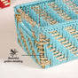 Handwoven Gift Basket With Handles Blue And Gold