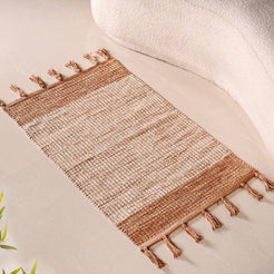 Dual Tone Handcrafted Flat Weave Soft Cotton Mat 38x20 Inch