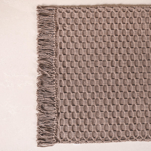 Waffle Weave Cotton Floor Mat Sandy Brown 37x20 Inch