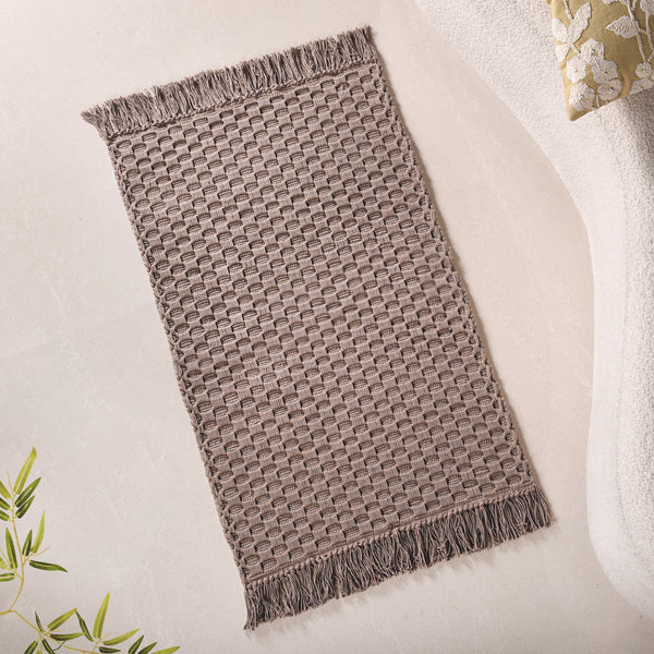 Waffle Weave Cotton Floor Mat Sandy Brown 37x20 Inch