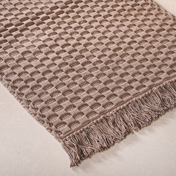 Waffle Weave Cotton Floor Mat Sandy Brown 37x20 Inch