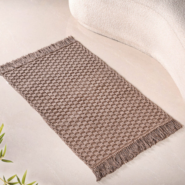 Waffle Weave Cotton Floor Mat Sandy Brown 37x20 Inch