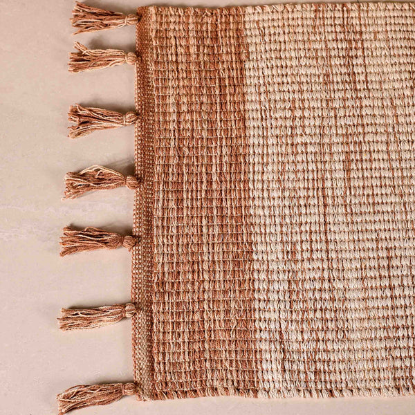 Dual Tone Handcrafted Flat Weave Soft Cotton Mat 38x20 Inch