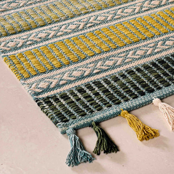 Modern Kilim Pattern Handwoven Floor Mat 38x20 Inch