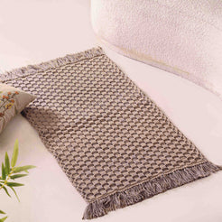 Waffle Weave Cotton Floor Mat Sandy Brown 37x20 Inch