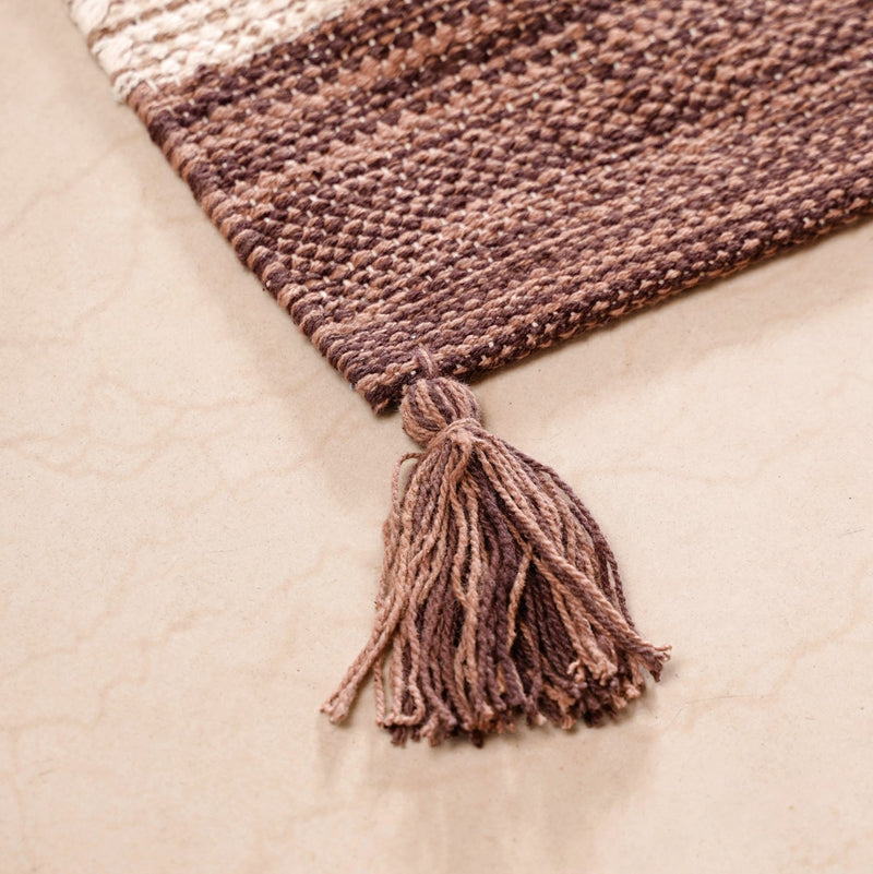 Flat Weave Zigzag Handwoven Cotton Dari Carpet 69x36 Inch