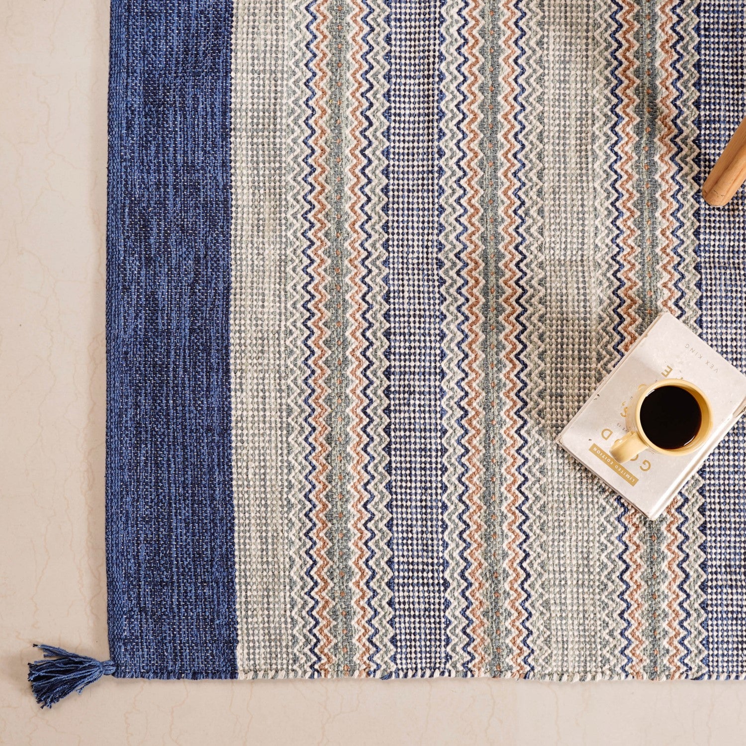 Zigzag Handcrafted Plain Weave Dari Area Rug 69x36 Inch Online