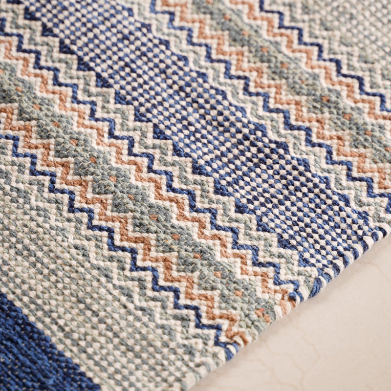 Zigzag Handcrafted Plain Weave Dari Area Rug 69x36 Inch