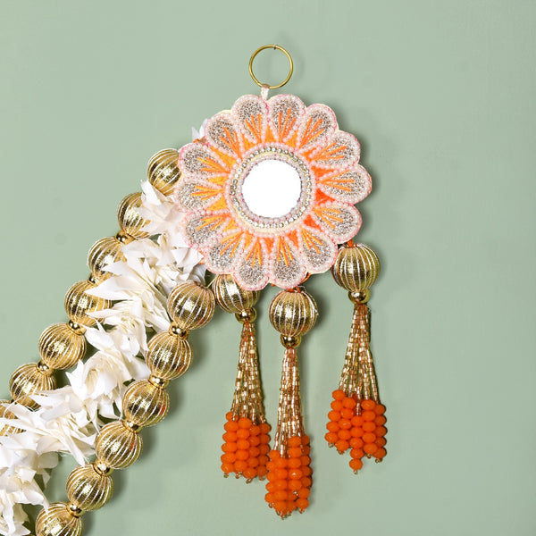 Festive Flower Wall Hanging With Moti Balls