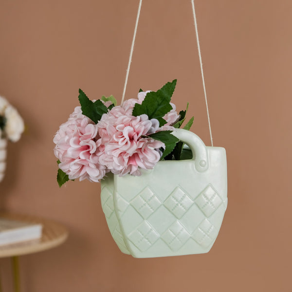 Ceramic Handbag Mini Vase For Home Decoration Mint Green