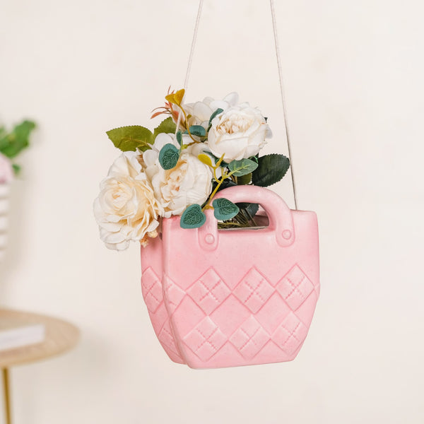 Ceramic Bag Shaped Mini Vase Pink