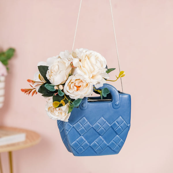 Basket Design Mini Vase For Living Room Teal