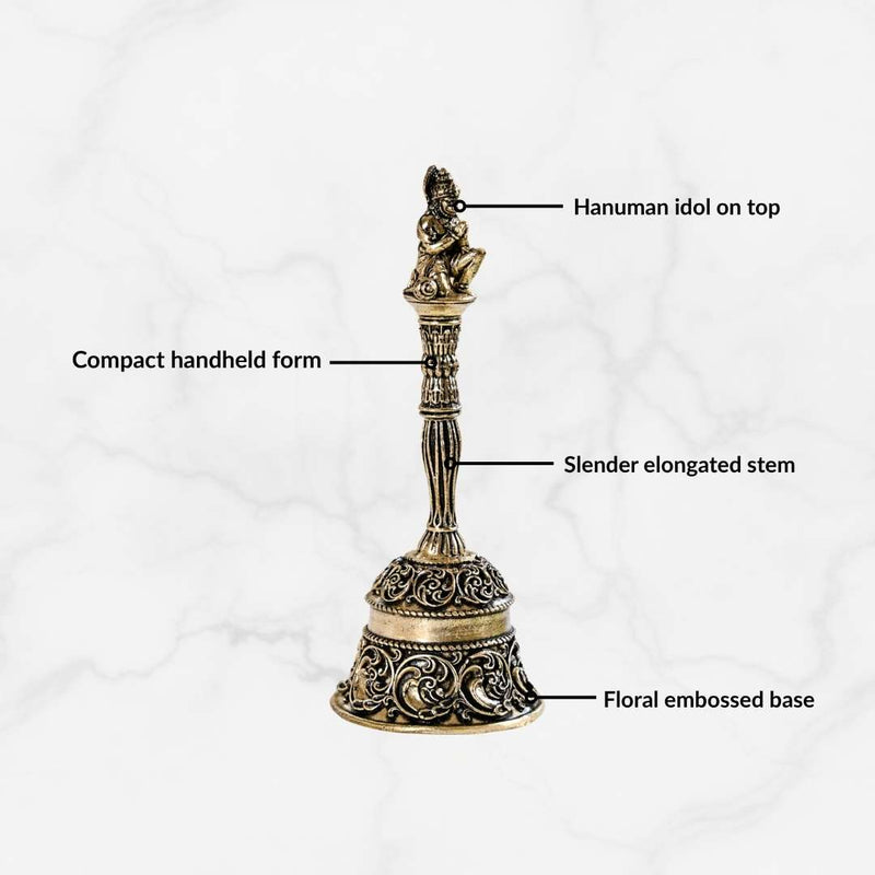 Hanuman Pure Brass Ghanti For Mandir With Gift Box 10cm