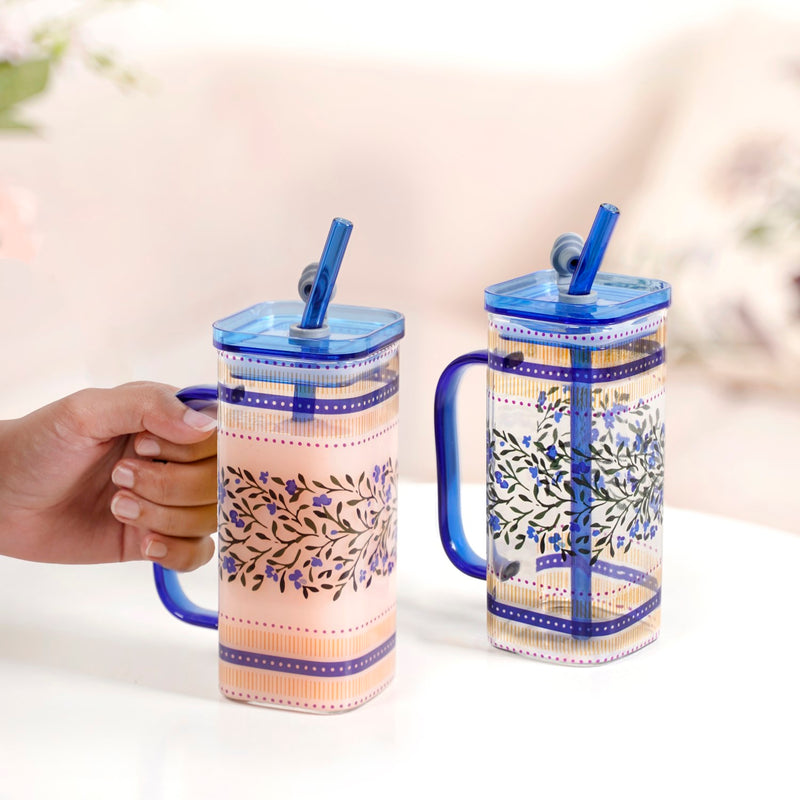 Sapphire Sipper With Straw Set Of 2 In Gift Box