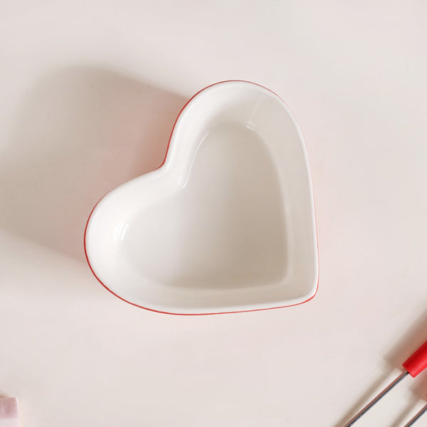 Heart Shaped Fondue Set Red