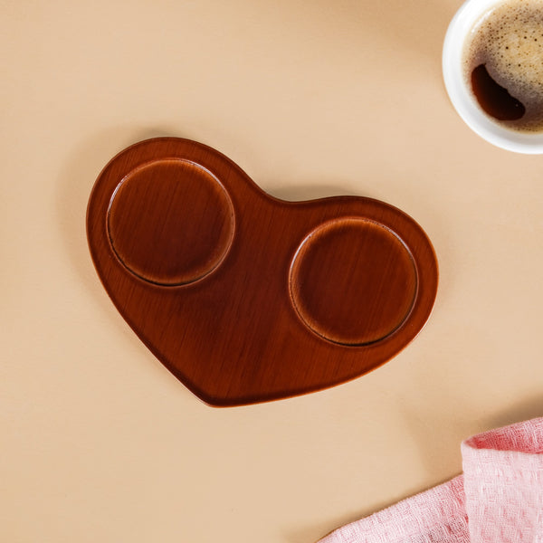 Heart Wooden Tray With 2 Cups 100ml