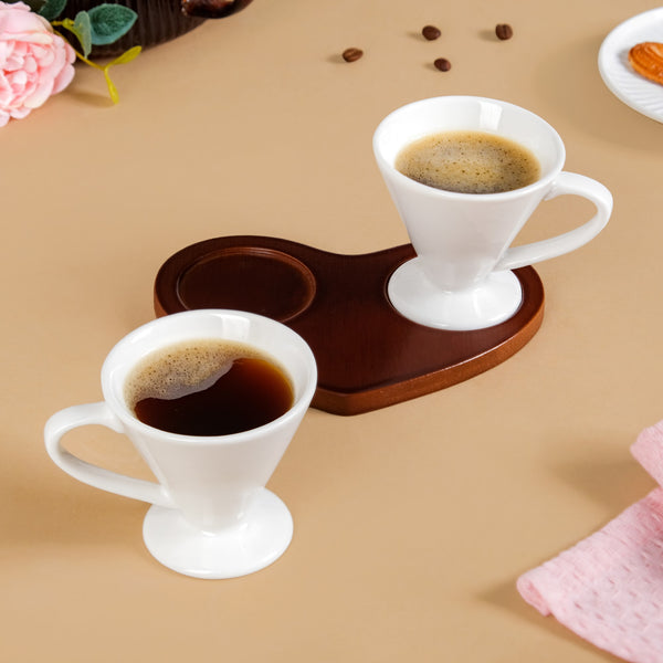 Heart Wooden Tray With 2 Cups 100ml