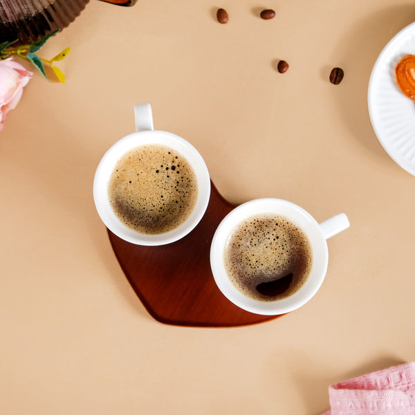 Heart Wooden Tray With 2 Cups 100ml