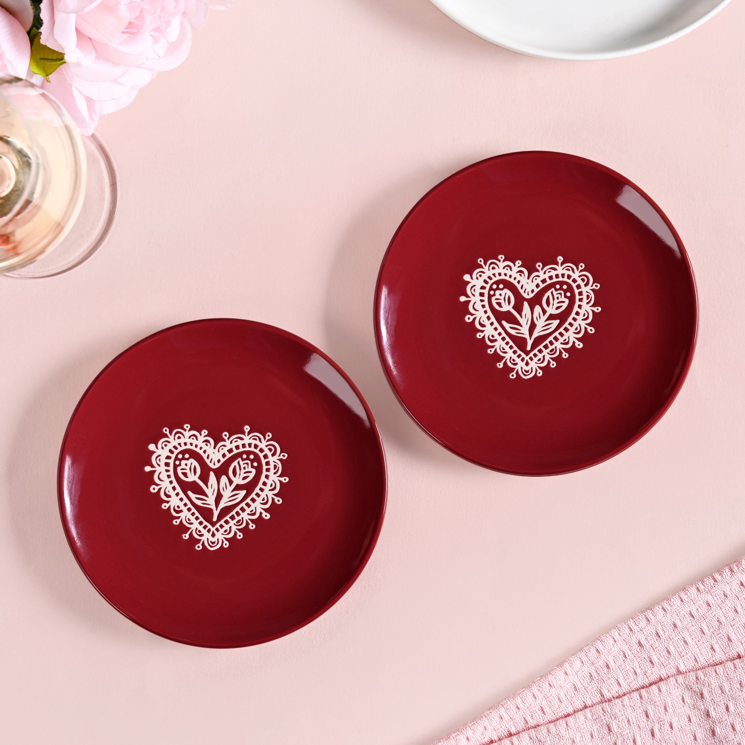 Hearty Ceramic Dessert Plate Red Set Of 2 15cm
