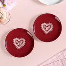 Hearty Ceramic Dessert Plate Red Set Of 2 15cm