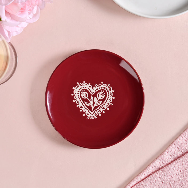 Hearty Ceramic Dessert Plate Red Set Of 2 15cm