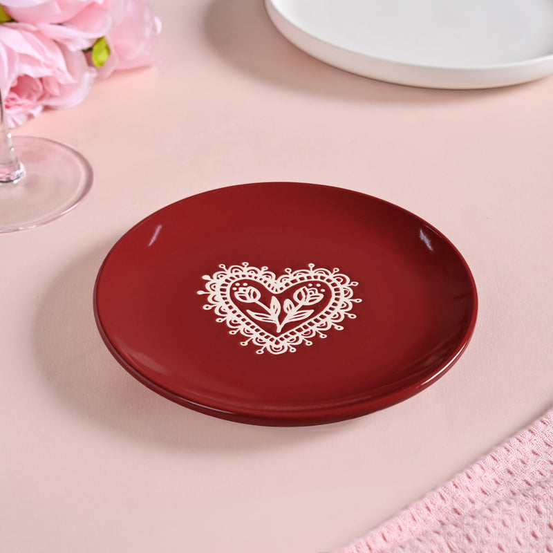 Hearty Ceramic Dessert Plate Red Set Of 2 15cm