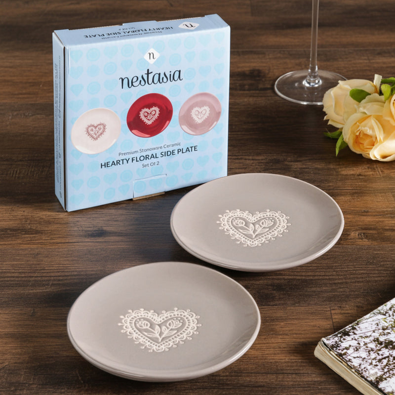 Hearty Ceramic Dessert Plate Taupe Grey Set Of 2 15cm