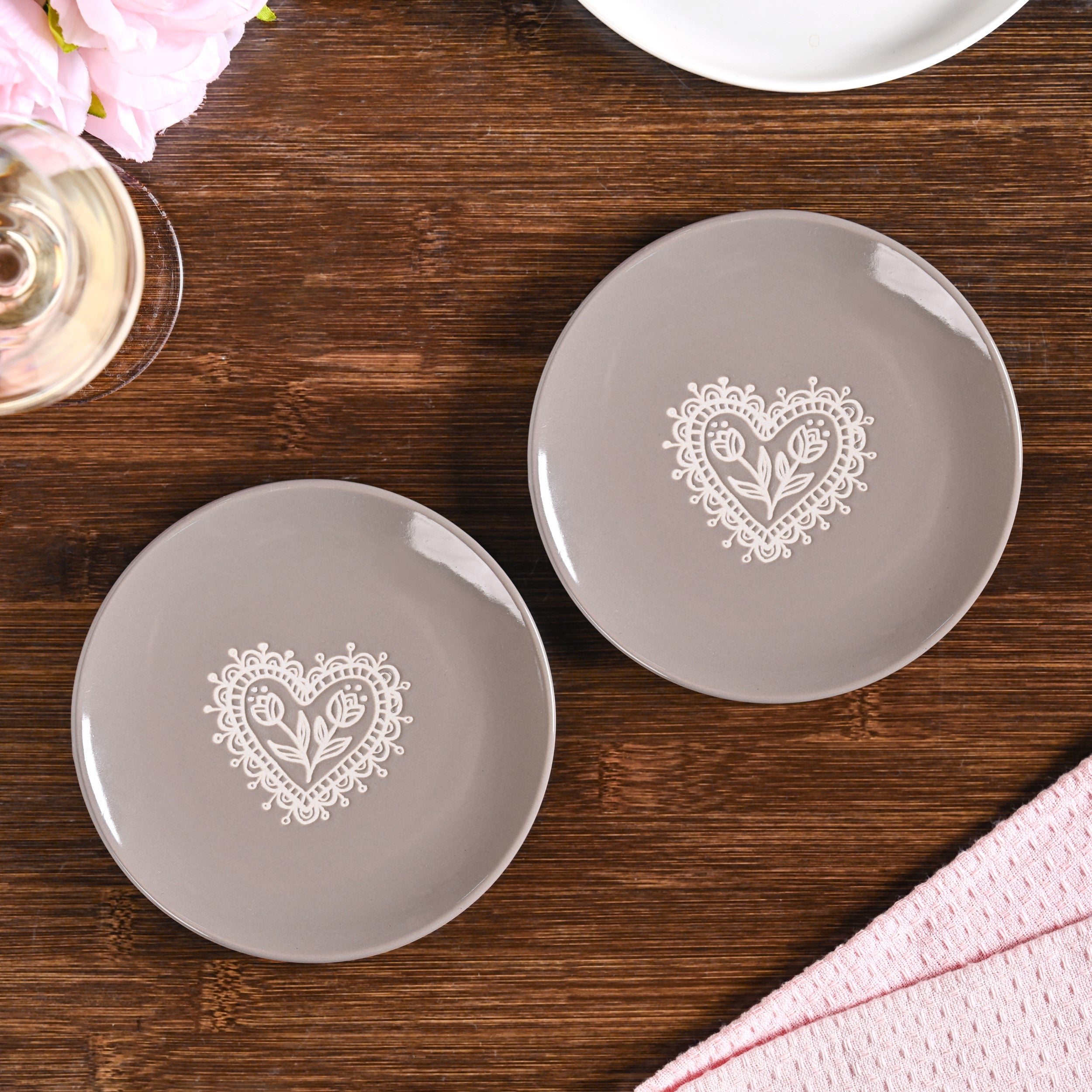 Hearty Ceramic Dessert Plate Taupe Grey Set Of 2 15cm