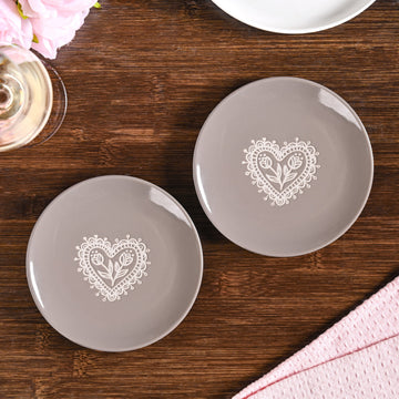 Hearty Ceramic Dessert Plate Taupe Grey Set Of 2 15cm