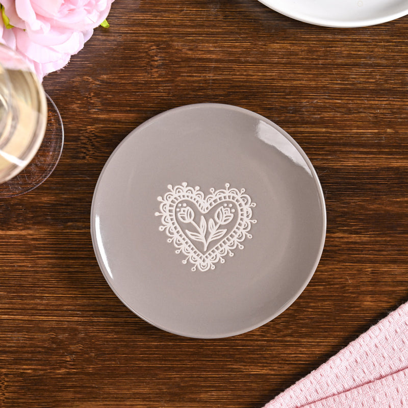 Hearty Ceramic Dessert Plate Taupe Grey Set Of 2 15cm