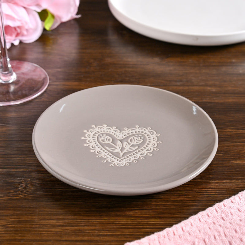 Hearty Ceramic Dessert Plate Taupe Grey Set Of 2 15cm
