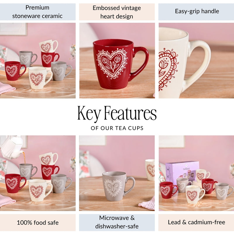 Hearty Floral Cup Set Of 6 210ml