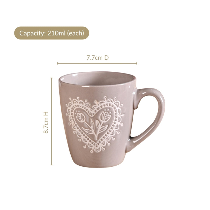 Hearty Floral Cup Set Of 6 210ml