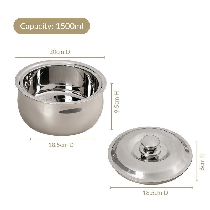 Heat Lock Stainless Steel Casserole 1500ml