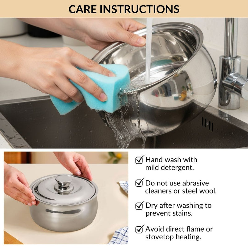 Heat Lock Stainless Steel Casserole 1500ml