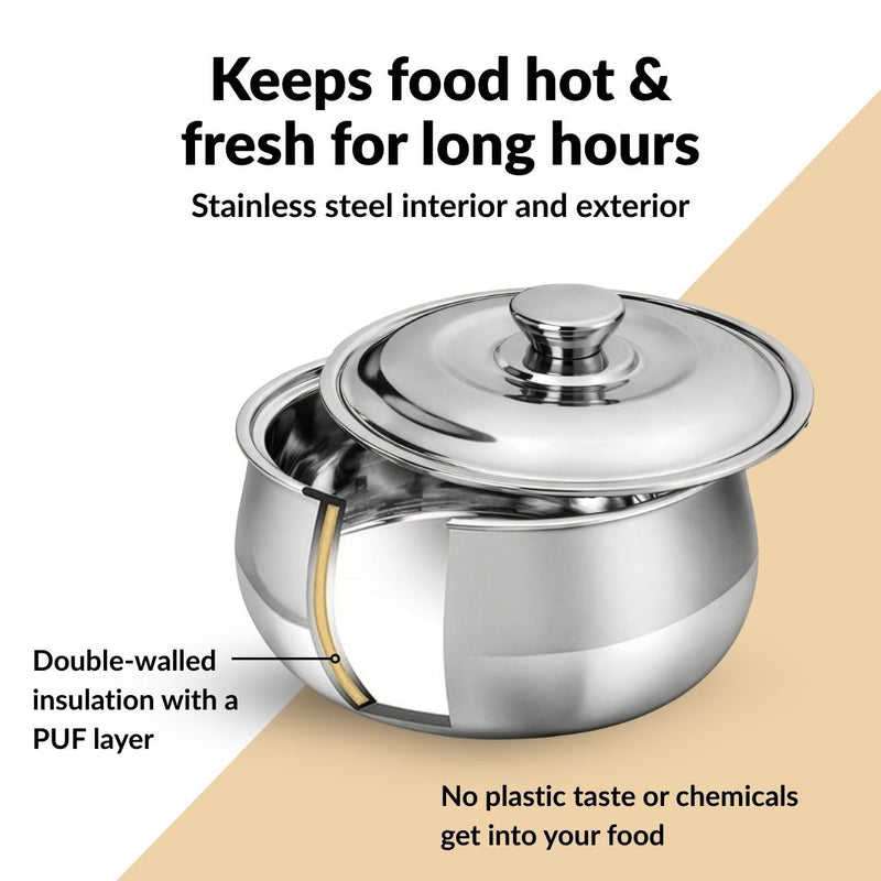 Heat Lock Stainless Steel Casserole 1500ml