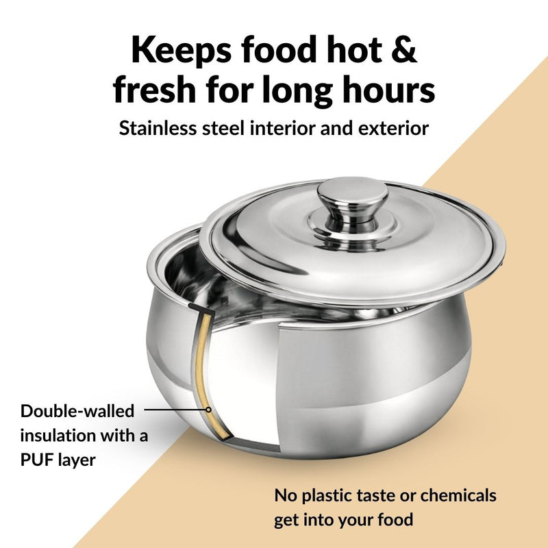 Heat Lock Stainless Steel Casserole 1500ml