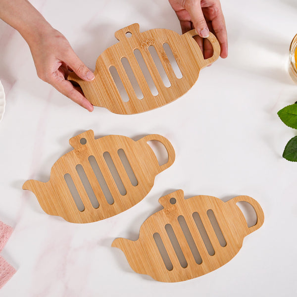 Teapot Trivet With Heat Resistant Bamboo
