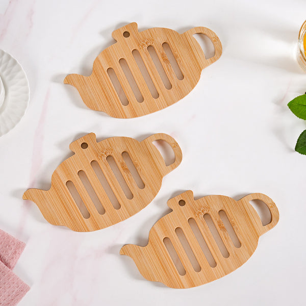 Teapot Trivet With Heat Resistant Bamboo