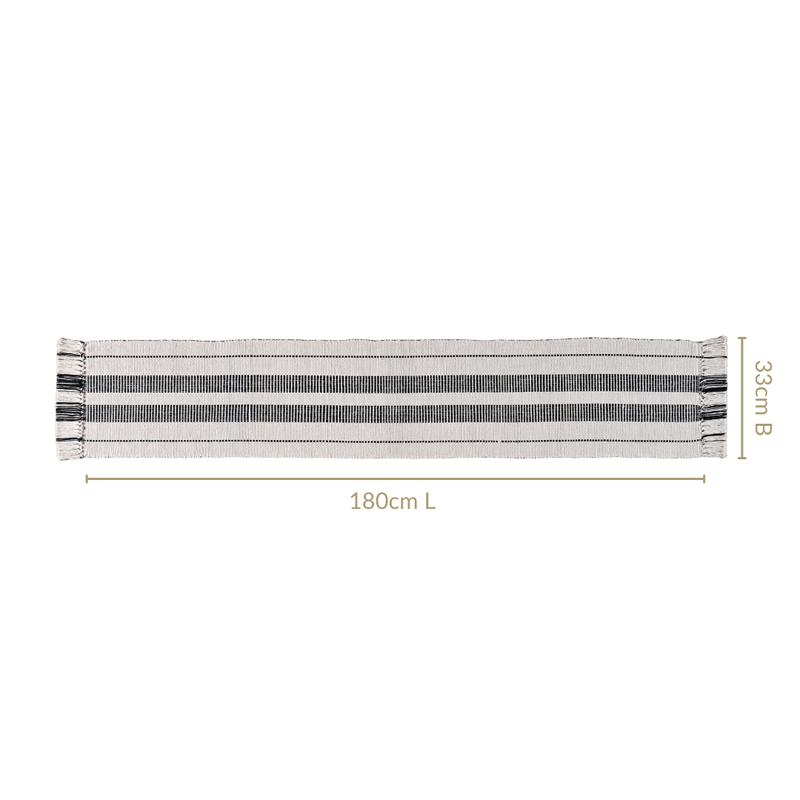 Heritage Loom Fringed Cotton Runner 180x33cm