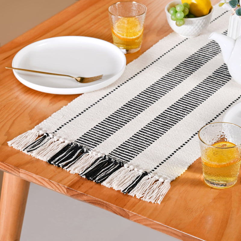 Heritage Loom Fringed Cotton Runner 180x33cm