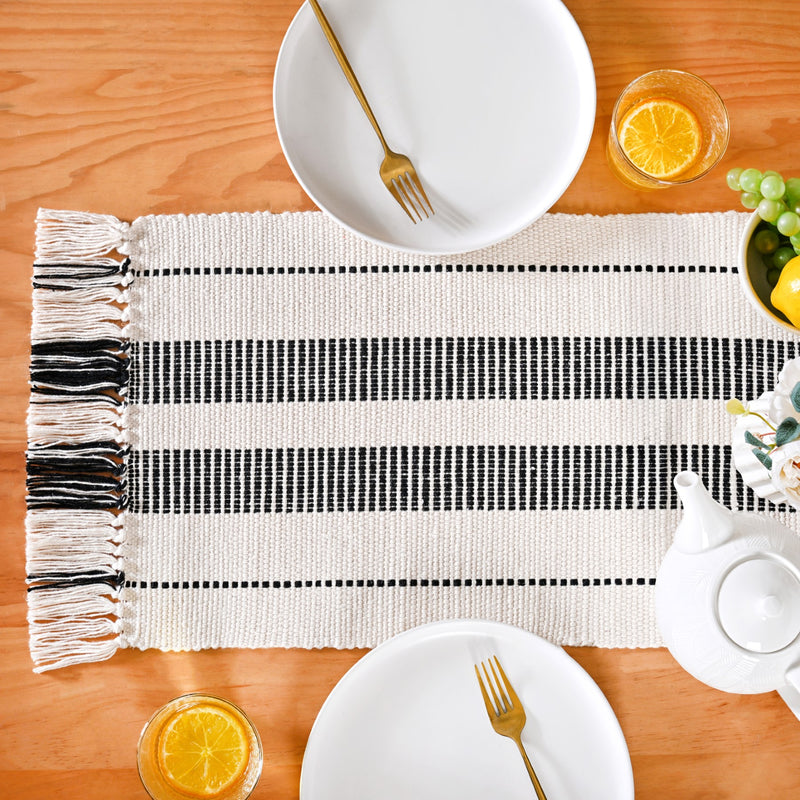Heritage Loom Fringed Cotton Runner 180x33cm