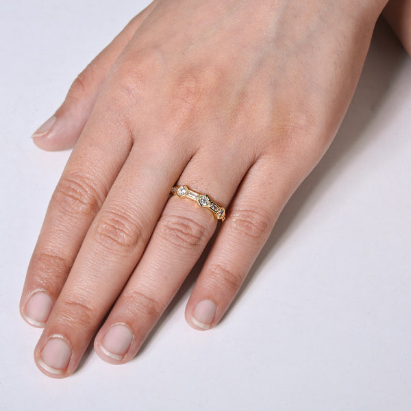 Hexa Baguette Gold Ring