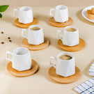 Hexagon Small Ceramic Cup And Saucer Set Of 6 100ml
