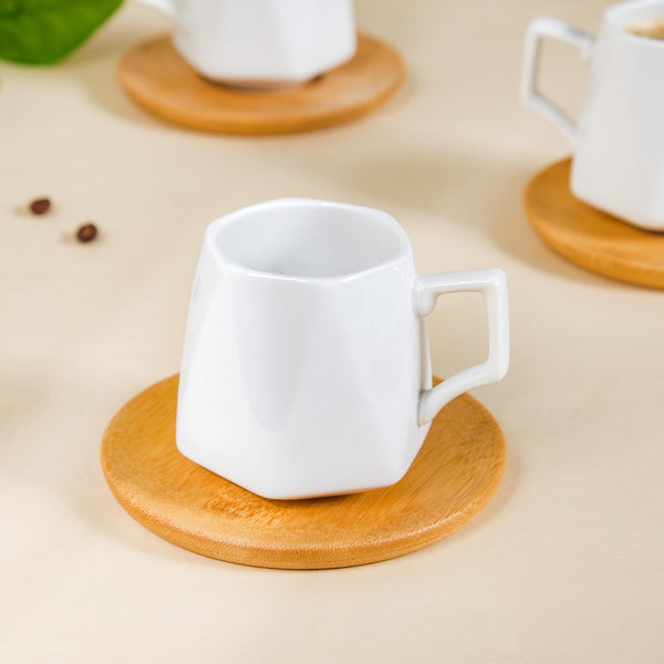 Hexagon Small Ceramic Cup And Saucer Set Of 6 100ml