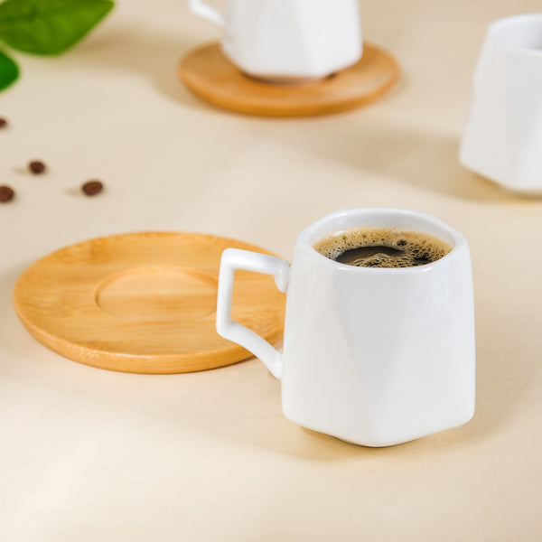 Hexagon Small Ceramic Cup And Saucer Set Of 6 100ml