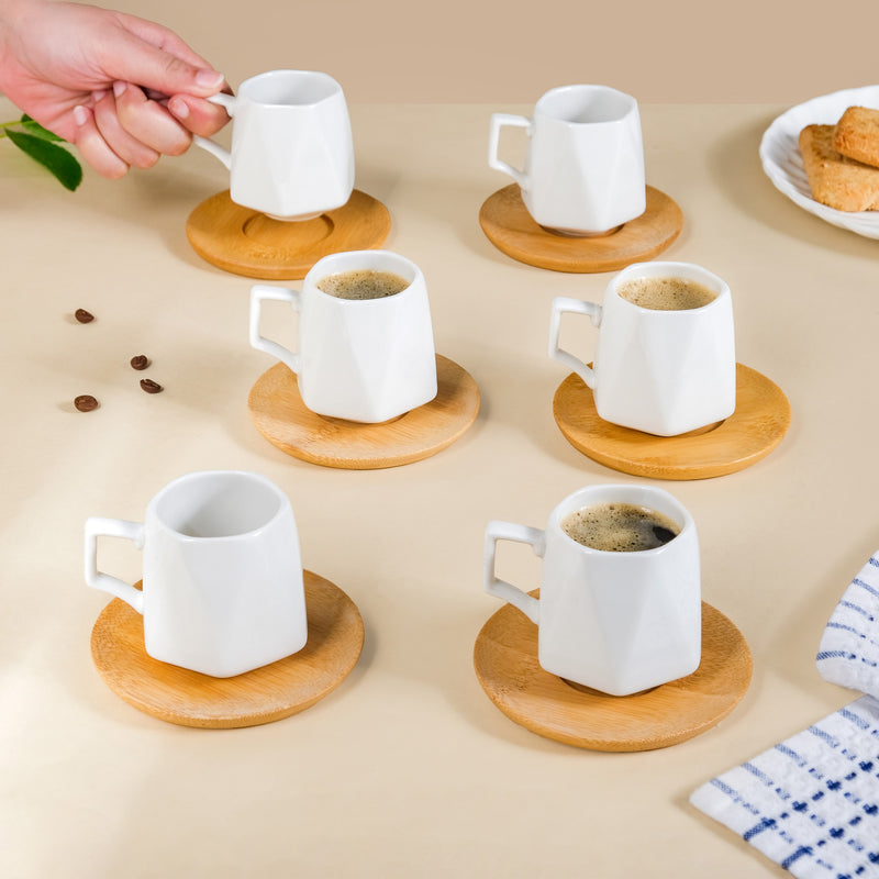 Hexagonal Coffee Cup And Saucer Set Of 6 100ml
