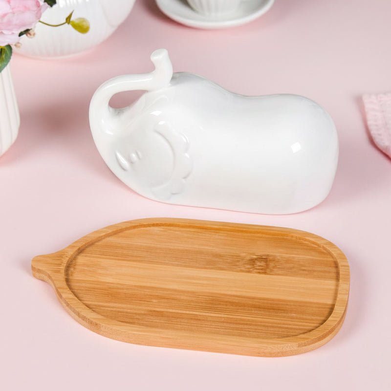 Elephant Ceramic Butter Dish With Stand
