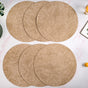 Beige Embossed Hibiscus Round Placemats Set Of 6