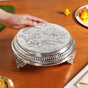 Hibiscus Round Pooja Chowki Silver